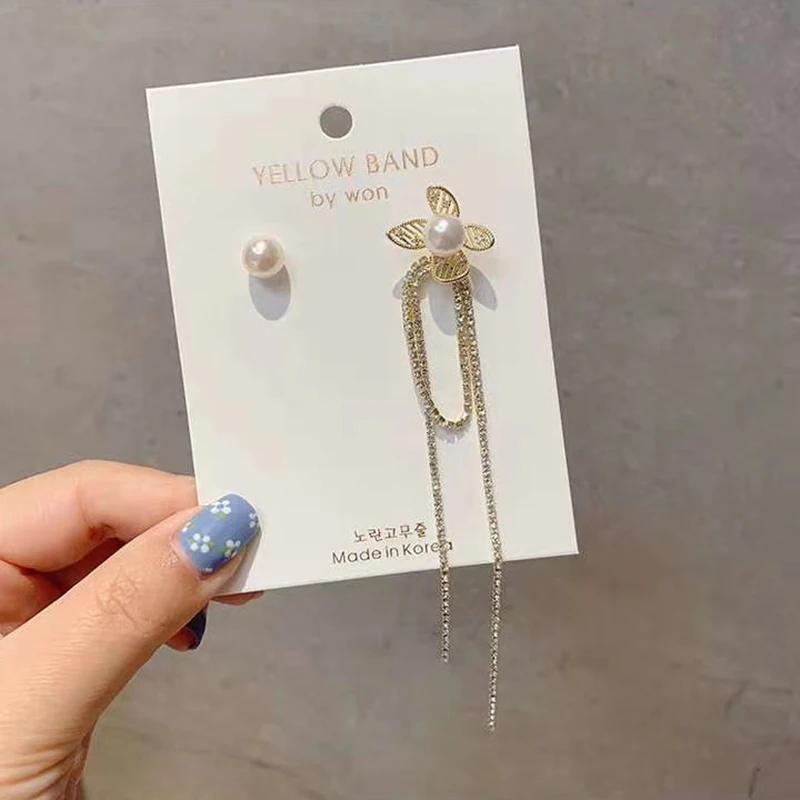 Новые Асимметричные Длинные серьги с кисточками в виде цветка корейские