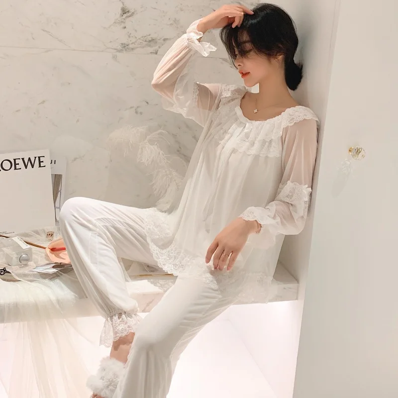 Весеннее Европейское французское Ретро Кружевное ночное белье принцессы с