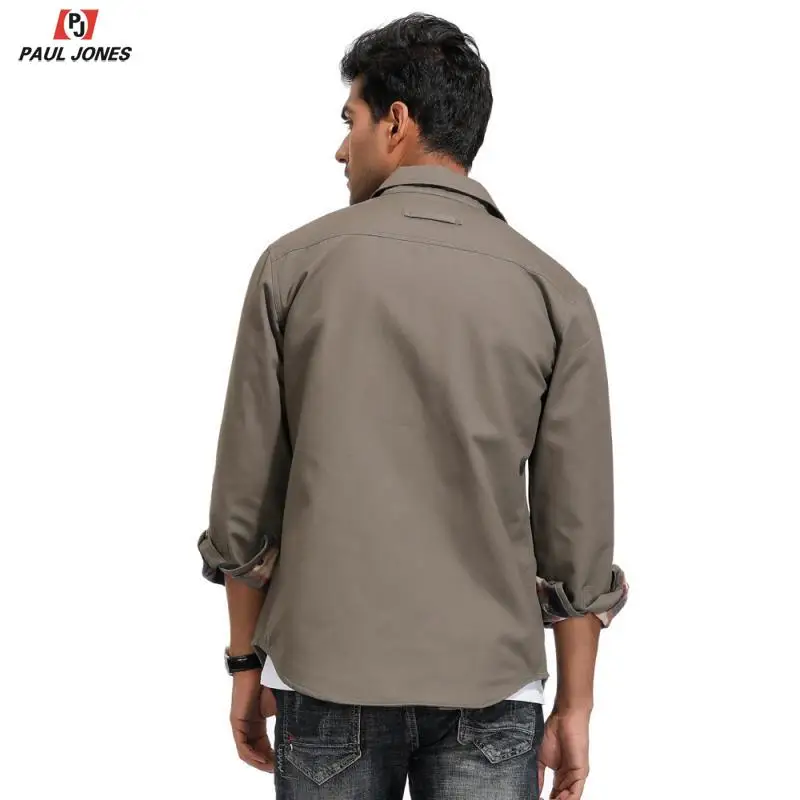 Мужская рубашка с длинным рукавом PAUL JONES прочная рабочая фланелевой подкладкой и