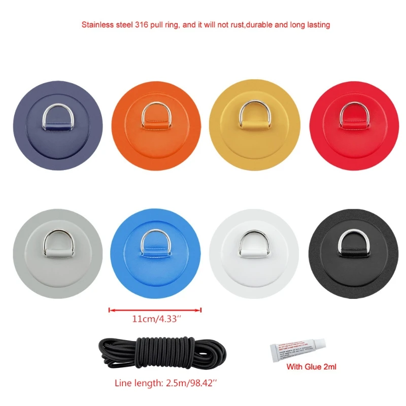 

4pcs D-Ring PVC Patch with Glue and Bungee for Inflatable Boat Kayak Accessories W8EE