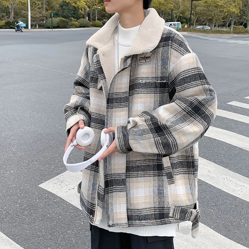 

Fashion New Autumn And Winter Men's Handsome Lamb Plush Cotton Padded Jacket Hoodie Men