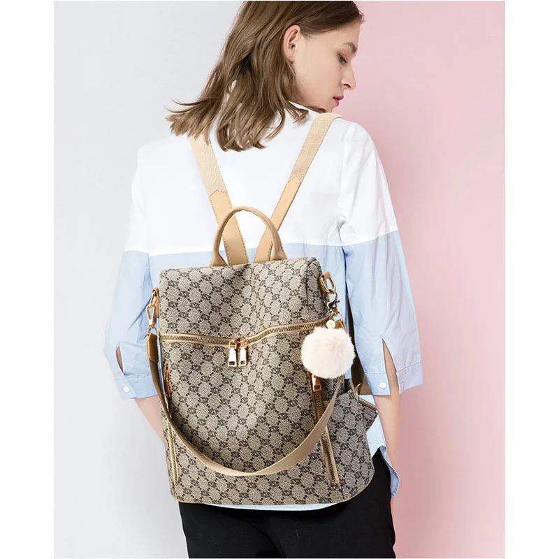 

Women's Luxury Brand Design Double Shoulder Traval Casual Bacpacks Ladies Backpack Fashion PU Leather Print Pattern Rucksack