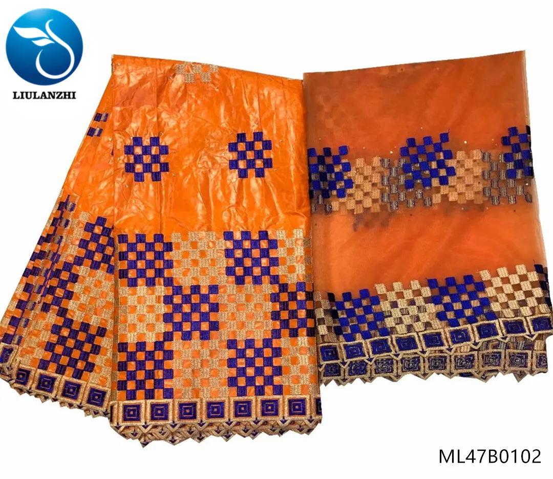 Белая африканская кружевная ткань LIULANZHI Новое поступление с камнями парчовая 5 + 2