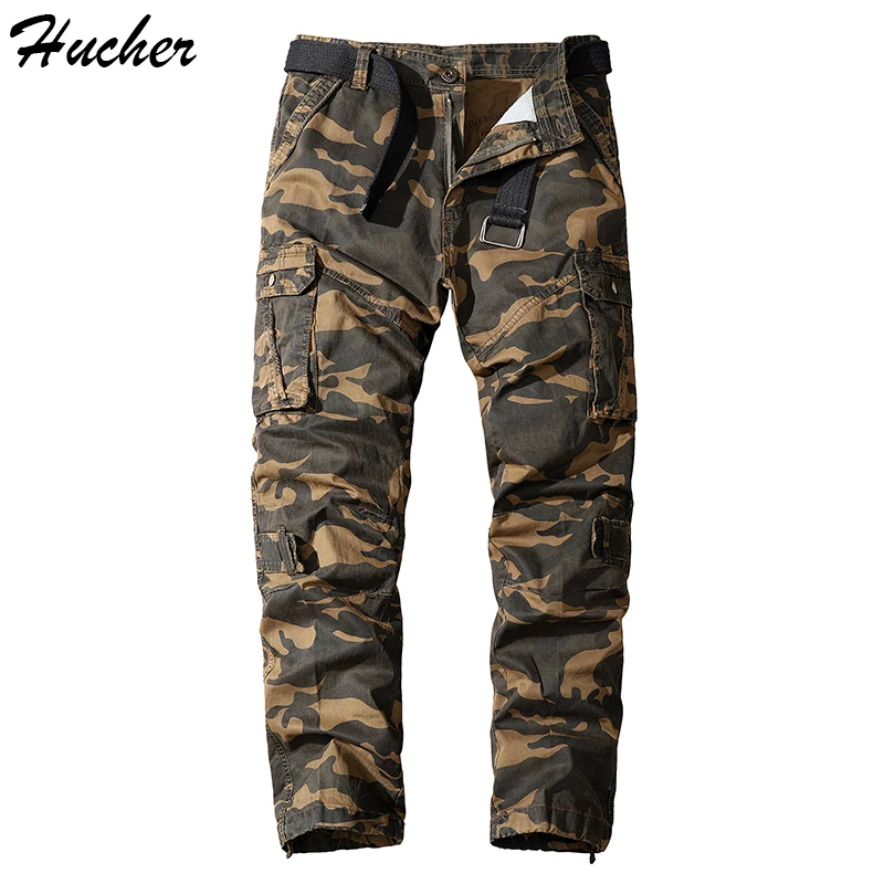 Huncher Mens Multi Pockets Camo Cargo Pants 2021 Tactical Techwear ...