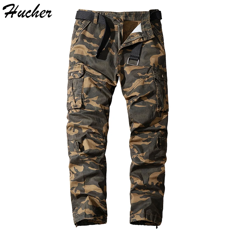 

Huncher Mens Multi Pockets Camo Cargo Pants 2021 Tactical Techwear Jogging Pants Male Military Camouflage Joggers Men Trousers