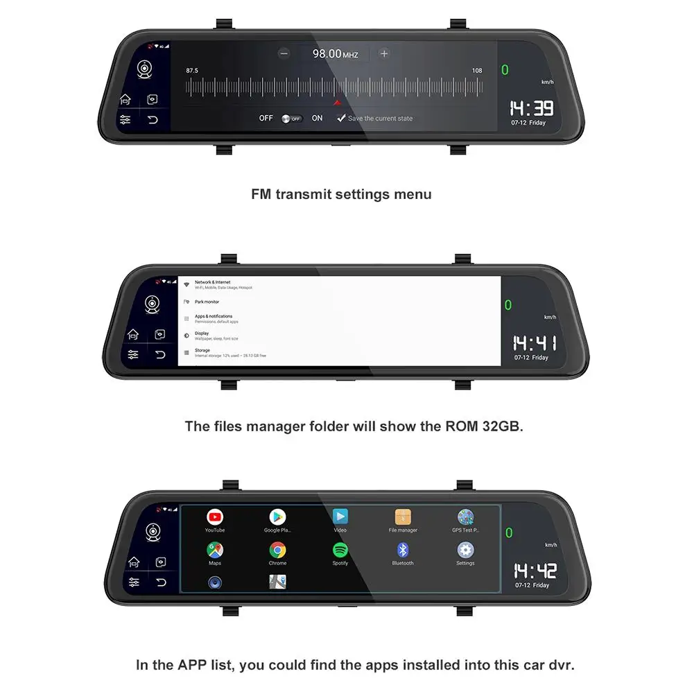 Автомобильный видеорегистратор 9 66 дюйма ADAS WIFI Двойная видеозапись 1080P 4G Android
