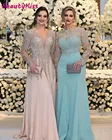 Женское шифоновое платье для матери невесты, сексуальное роскошное вечернее платье с бисером и кристаллами, два стиля
