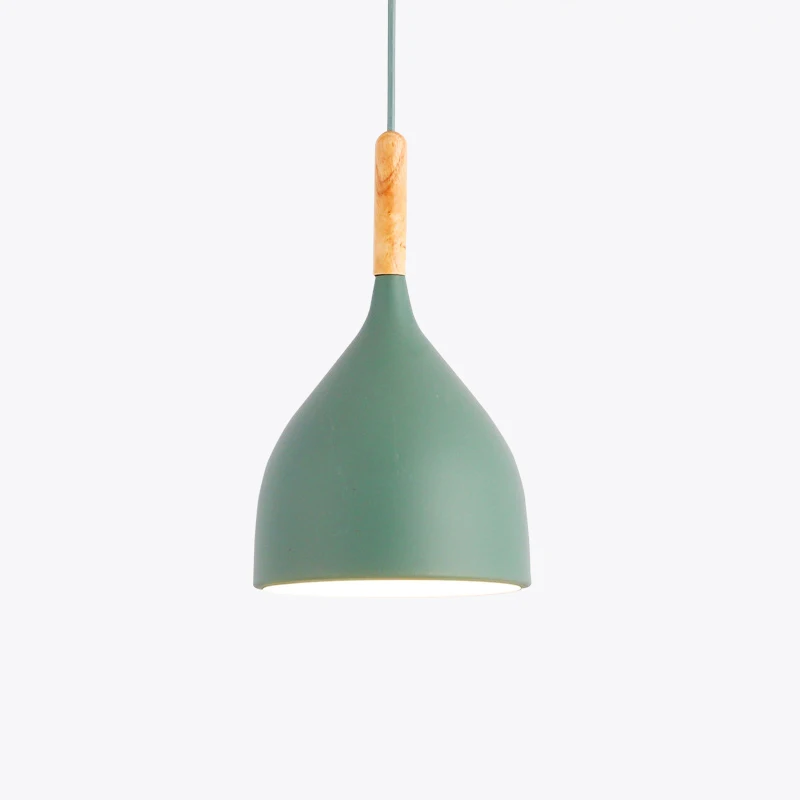 B style green Разноцветный подвесной светильник с блеском, деревянный подвесной светильник для ресторана, кухонный светильник, современный E27 светодиодный подвесной светильник - Цвет корпуса: B style green