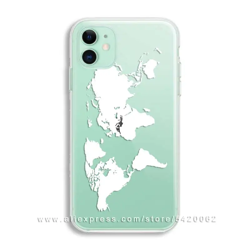 Роскошный дорожный Мягкий ТПУ чехол для телефона с картой мира для iPhone 11 Pro XR XS Max прозрачный силиконовый чехол для iPhone 6 7 8 Plus - Цвет: 22046