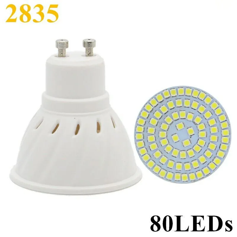 

100pcs/lot LED Lamp E27 MR16 GU10 LED Bulb 220V 240V LED Spotlight Bulb Lampada 80LEDs SMD 2835 For Indoor Home Spot Light
