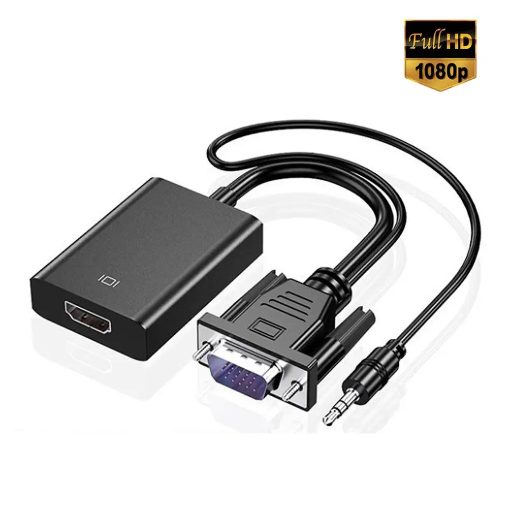 

Full HD 1080P VGA to HDMI-compatible Converter Adapter Cable With Audio Output VGA HD Adapter for PC laptop to HDTV Projector