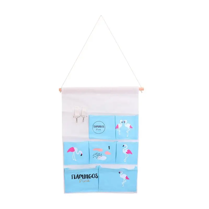 Льняная хлопковая настенная сумка для хранения с множеством карманов милые