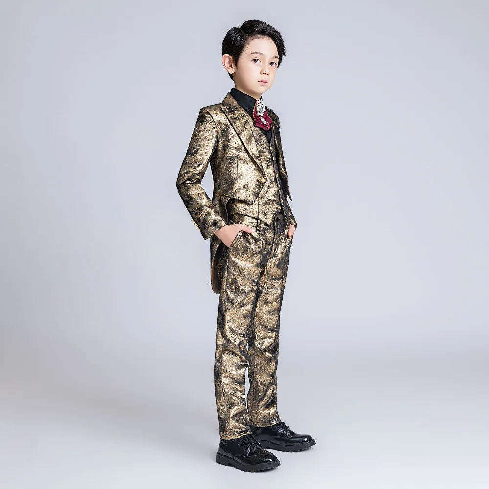 YuanLu/Коллекция 2019 года детские костюмы для мальчиков смокинг блейзер с