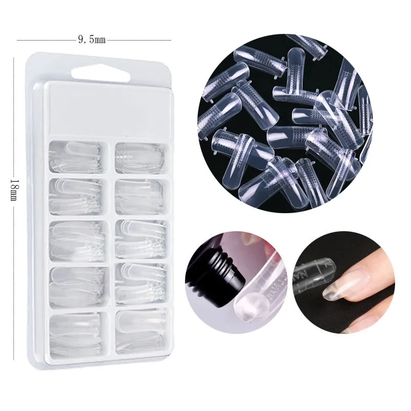 

100Pcs Sculpted Nail Tips Full Cover Transparent Nails Extension DIY Fake Finger Polish Extension Tips Acrylic Manicure Tool