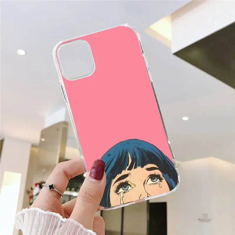 

Weeping girl Phone Case Transparent for iPhone 11 12 mini pro XS MAX 8 7 6 6S Plus X 5S SE 2020 XR