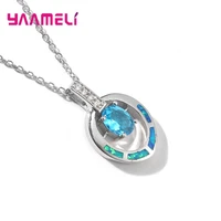 luxury green statement pendant necklace for women 925 sterling silver cute opal necklace fashion jewelry wholesale