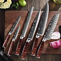 kitchen knives set laser damascus pattern chef knife set japanese 7cr17 440c boning knife santoku knife cleaver slicing knife
