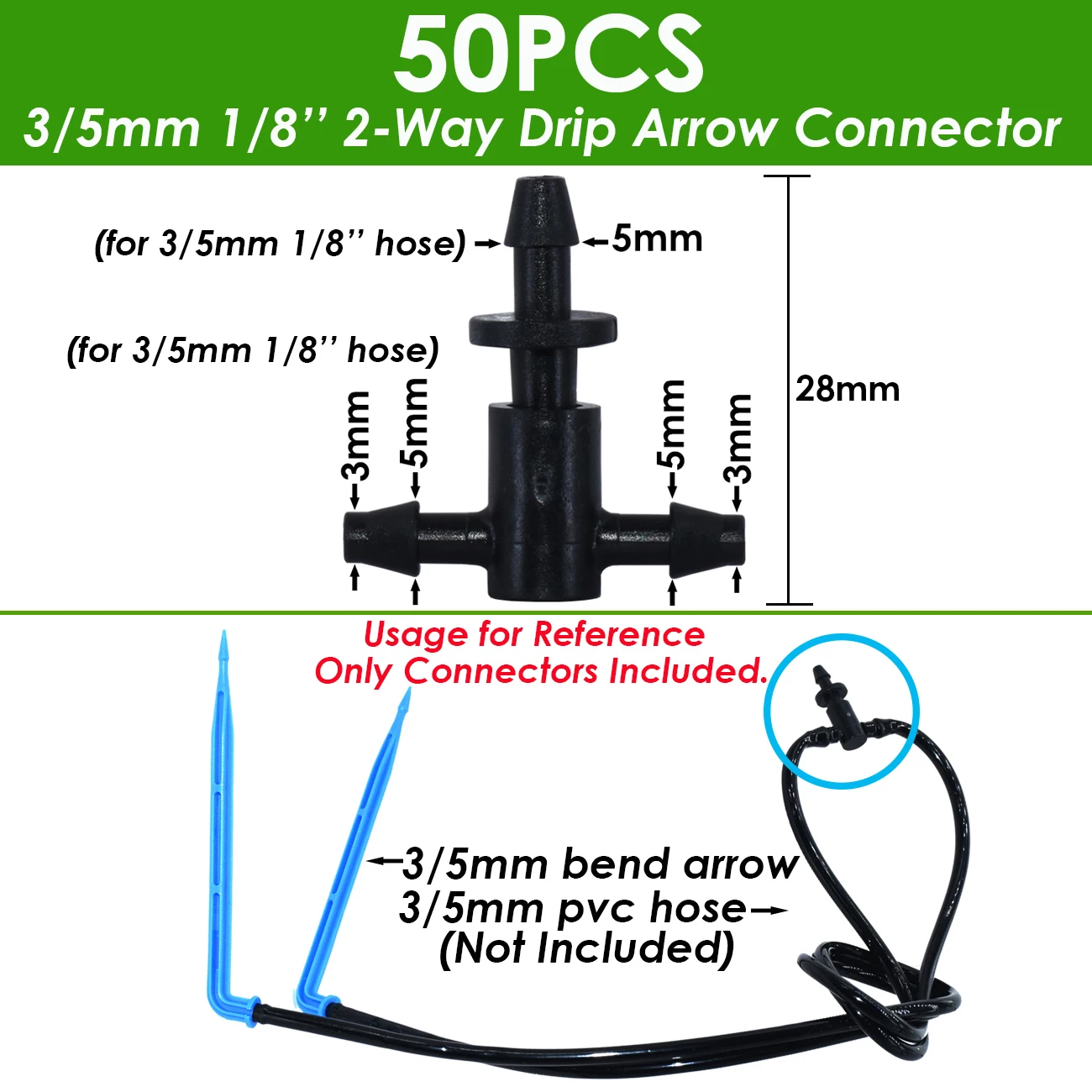 Garden 1/8" Drip Irrigation Sprinkler 4 Way Water Pipe Connector 4/7mm To 3/5mm Hose Bend Arrow Emitter Dripper Watering Fitting