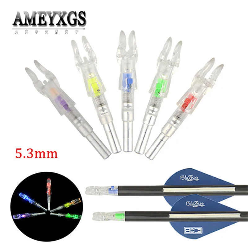 

12pcs Shooting Training 5.3mm Arrow Nock Automatic Lighted Illuminated Arrow Shaft Tail Compound Recurve Bow Archery Accessories