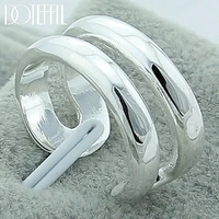 doteffil 925 sterling silver double line rings female couple rings for woman man jewelry elegant retro party gift