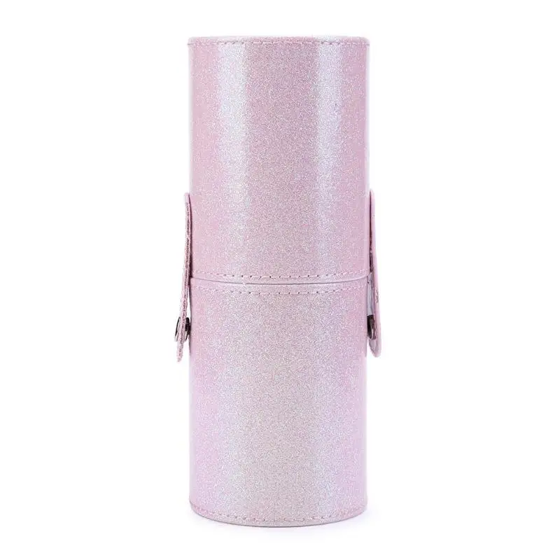 S 18x7cm Pink Портативные дорожные кисти для макияжа, Круглый держатель для ручек, косметический чехол из искусственной кожи, держатель для кистей, органайзер для хранения, Прямая поставка - Цвет: S 18x7cm Pink