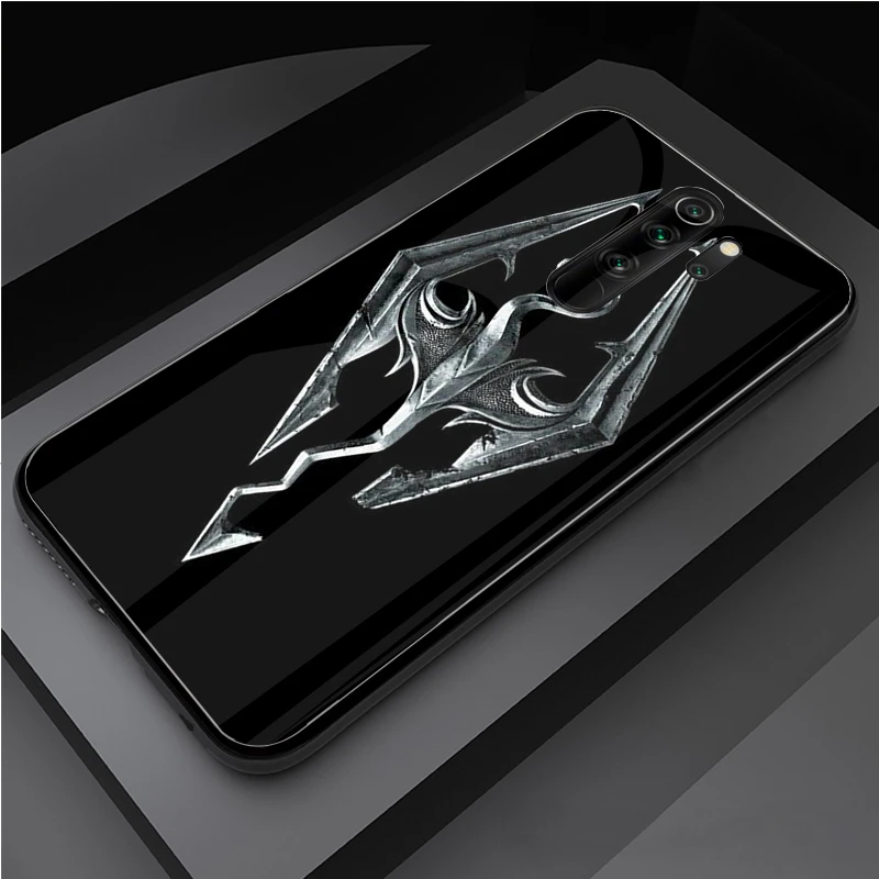 С принтом логотипа Skyrim чехол из закаленного стекла для телефона Xiaomi Redmi Note 5 6 7 8 9 Pro