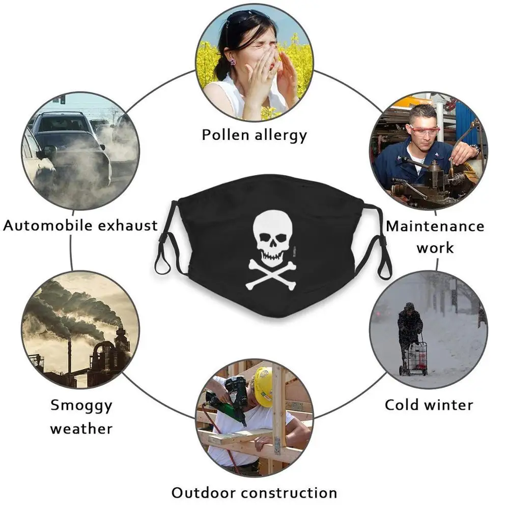 

Pirates Skull And Crossbones Dustproof Non-Disposable Mouth Face Mask Pm2.5 Filters For Child Adult Pirate Terror Skull