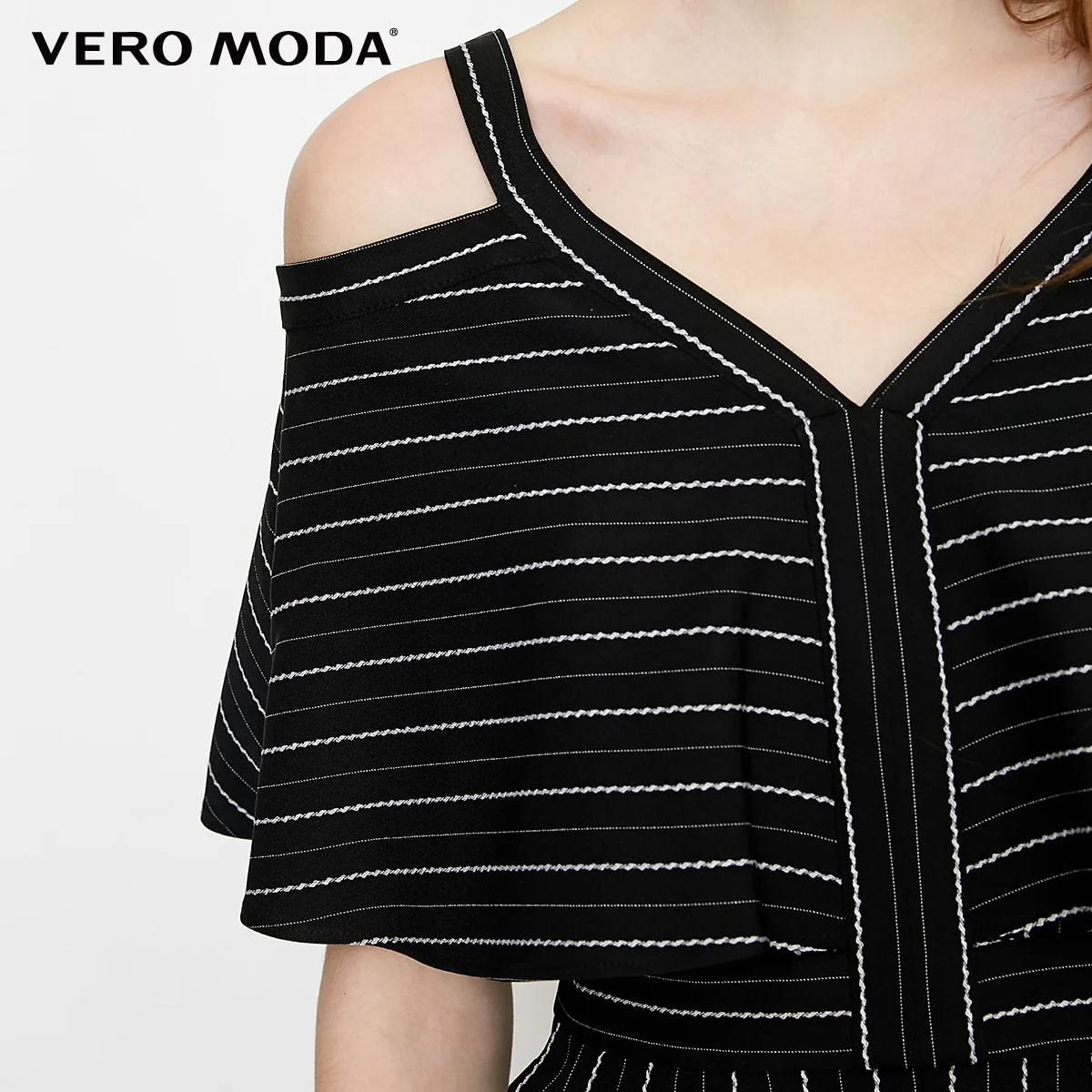 Женский комбинезон капри в полоску с открытыми плечами Vero Moda 31839X505|Брюки| |