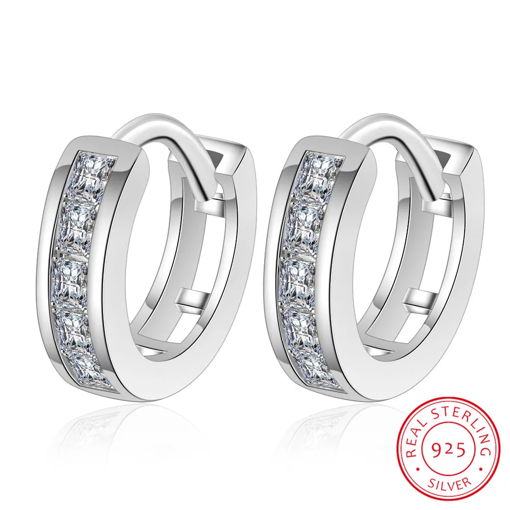 Женские круглые серьги кольца из настоящего стерлингового серебра 925 пробы с