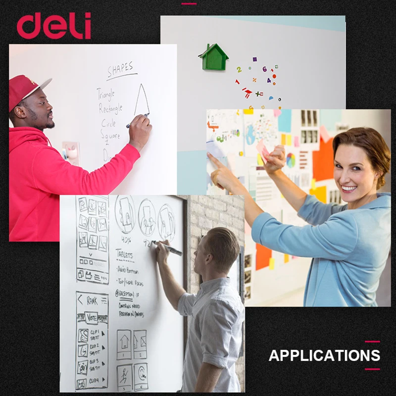 

Deli Magnetic Whiteboard Soft Iron Wall Sticker Office Message Erasable Whiteboard Paper Painting Whiteboard Sticker Free Cut