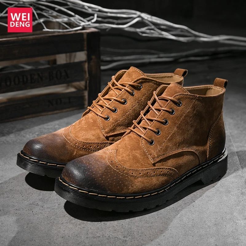 Weideng/женские классические ботильоны из натуральной кожи Повседневная Теплая