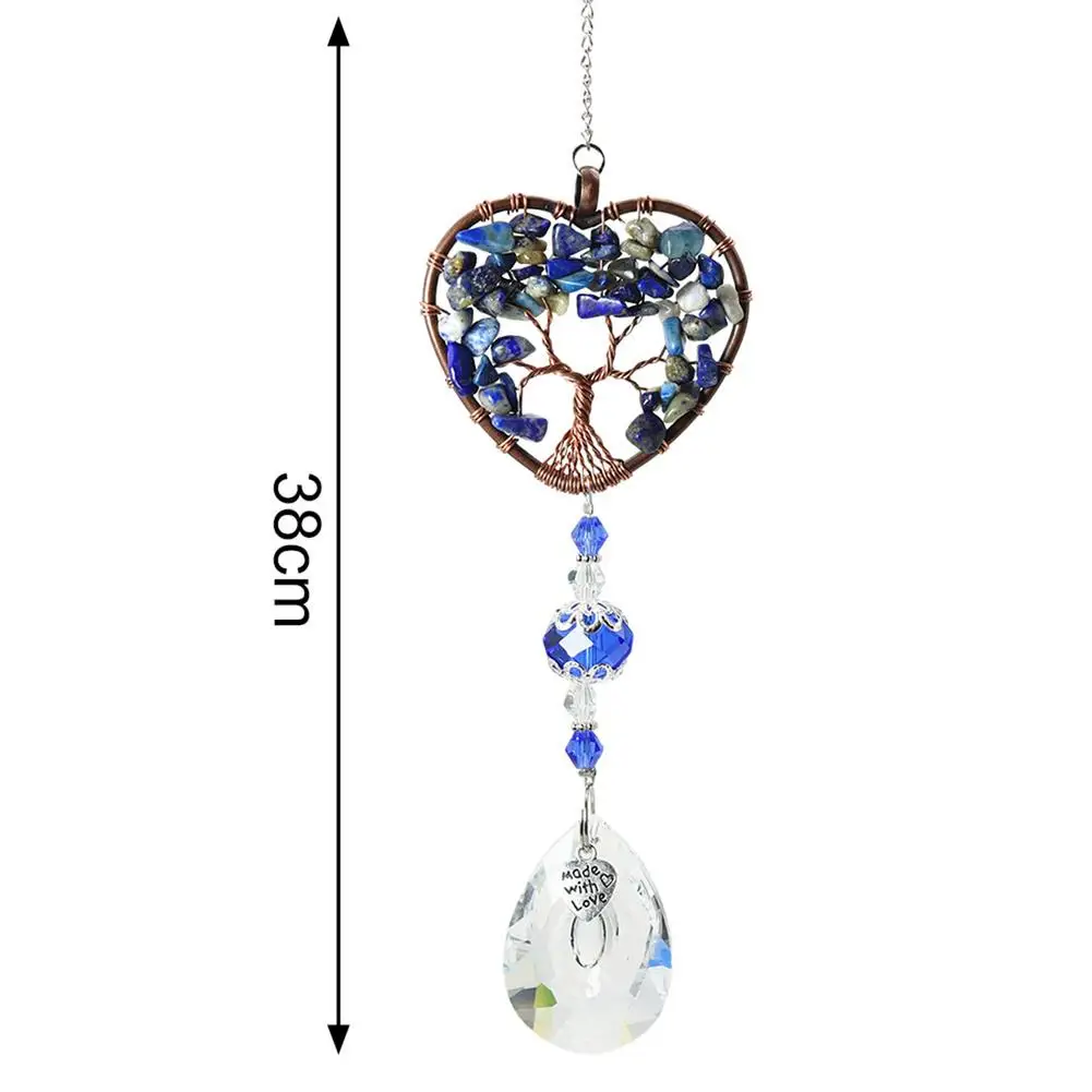 

Heart-shape Tree Of Life Crystal Pendant Sun Catcher Wind Chime Window Wall Hanging Ornament Home Room Garden Decoration Gift