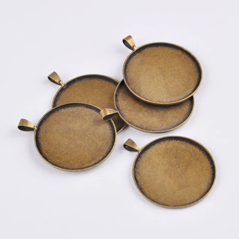 Подвеска для ювелирных изделий большая круглая под бронзу 35 мм 100 пустая основа