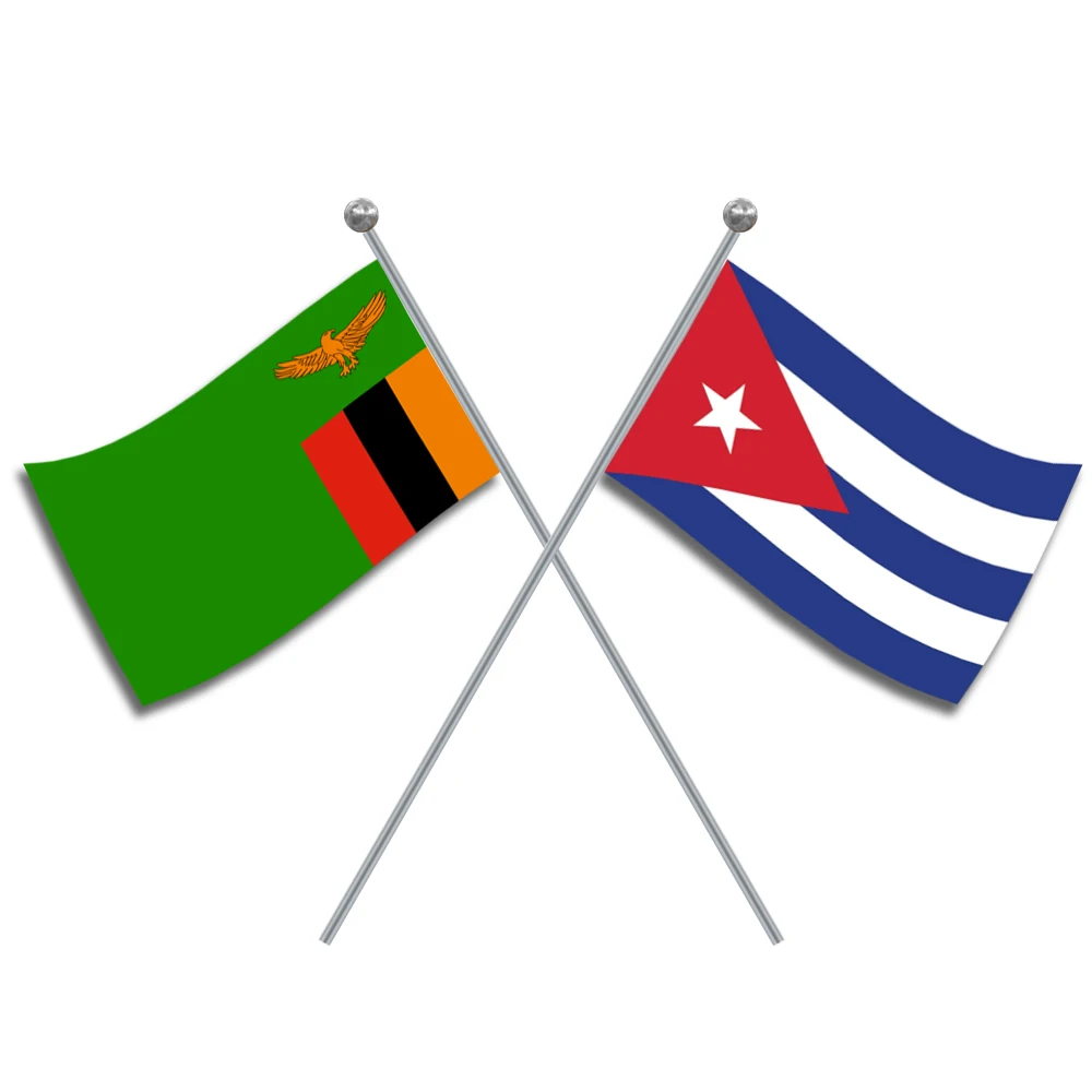 

Zambia and Cuba Waving Flags on Poles Sticker undefined label Suitable for fishing boat truck trailer trunk decals 4x4