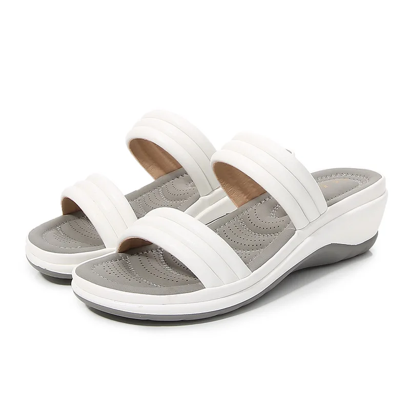 

Women Sandal Fashion Summer Beach Shoes 2021 Summer Sandalias Wedge PU Flat Soft and Breathable Sandals For Ladies Sandal
