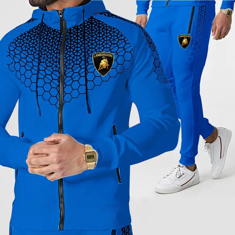 

2021 New Fashion Men's Casual Sportswear Sportswear Gym Sweatshirt Men's Suit Zipper Jacket + Two-piece Sports Pants