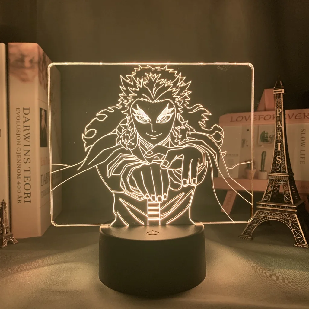 

Manga 3d Light Demon Slayer Kyojuro Rengoku for Bedroom Decor Night Light Gift Anime Led Lamp Kimetsu No Yaiba Room Decor