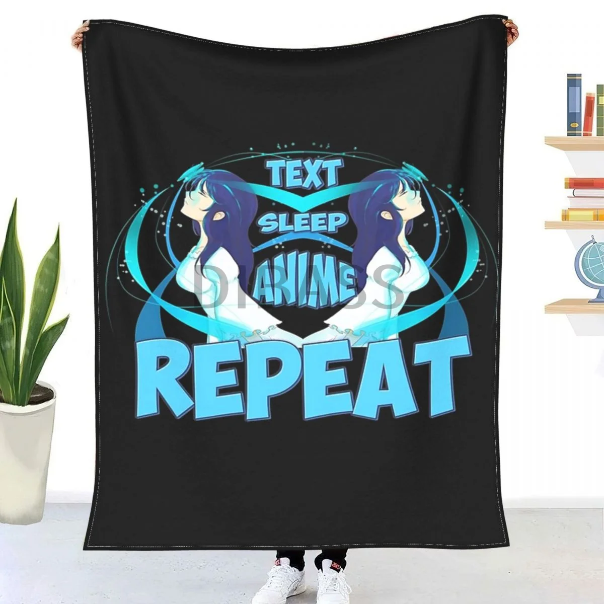 

Text Sleep Anime Repeat Throw Blanket 3D Printed Flannel Throw Blankets