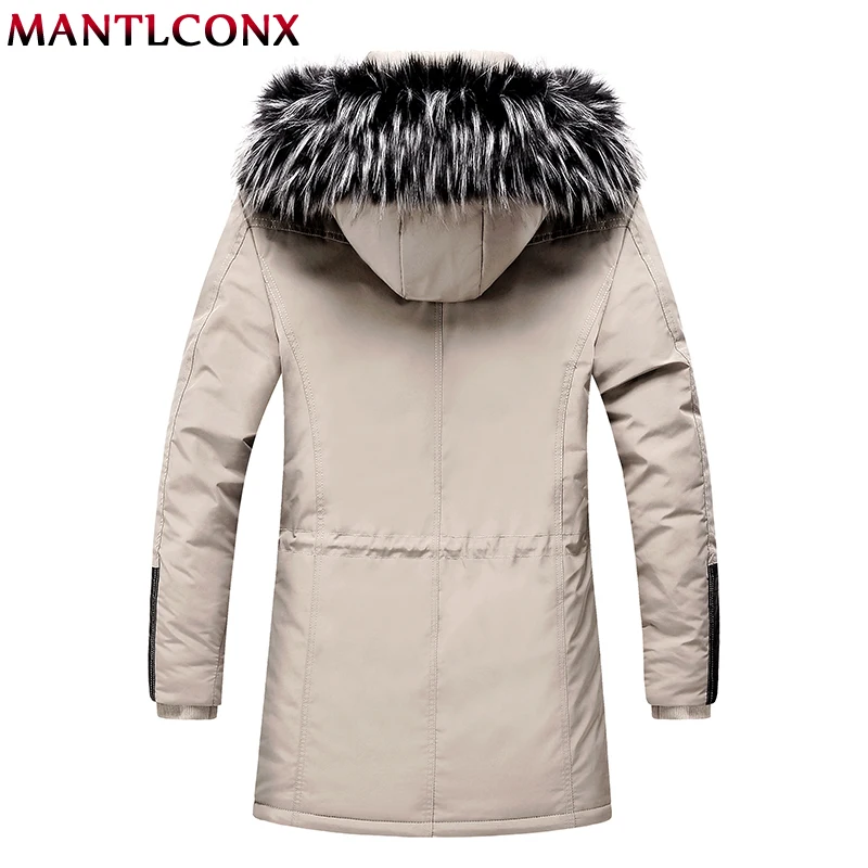 MANTLCONX, толстая Мужская зимняя парка с меховым капюшоном, модный бренд, теплое длинное пальто на молнии, Мужская ветрозащитная куртка, Мужская на подкладке, куртки