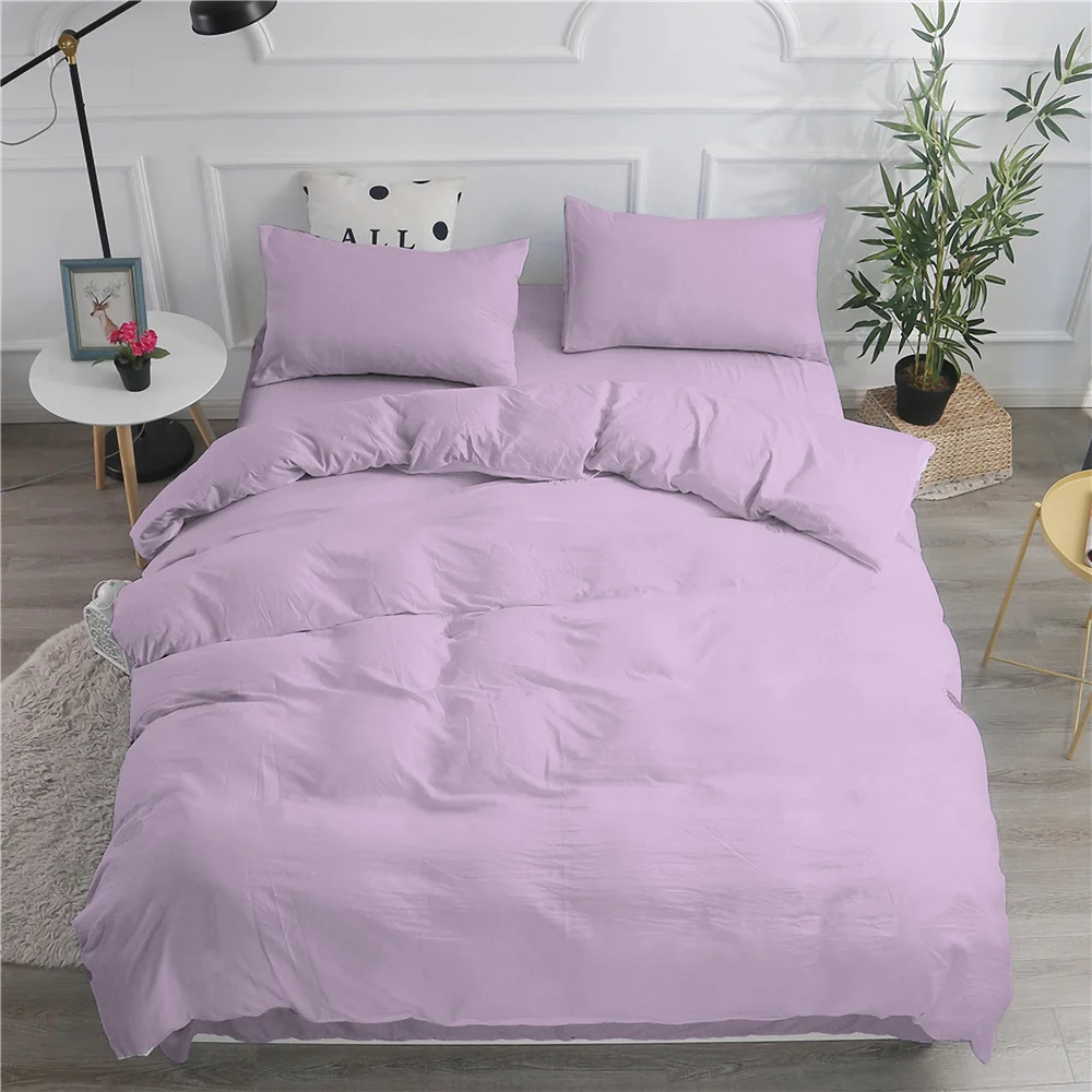 

Solid Color Home Textiles Comfortable Bedding Set Customizable DIY Bedclothes With Pillowcase Duvet Cover Soft Bedroom 3Pcs