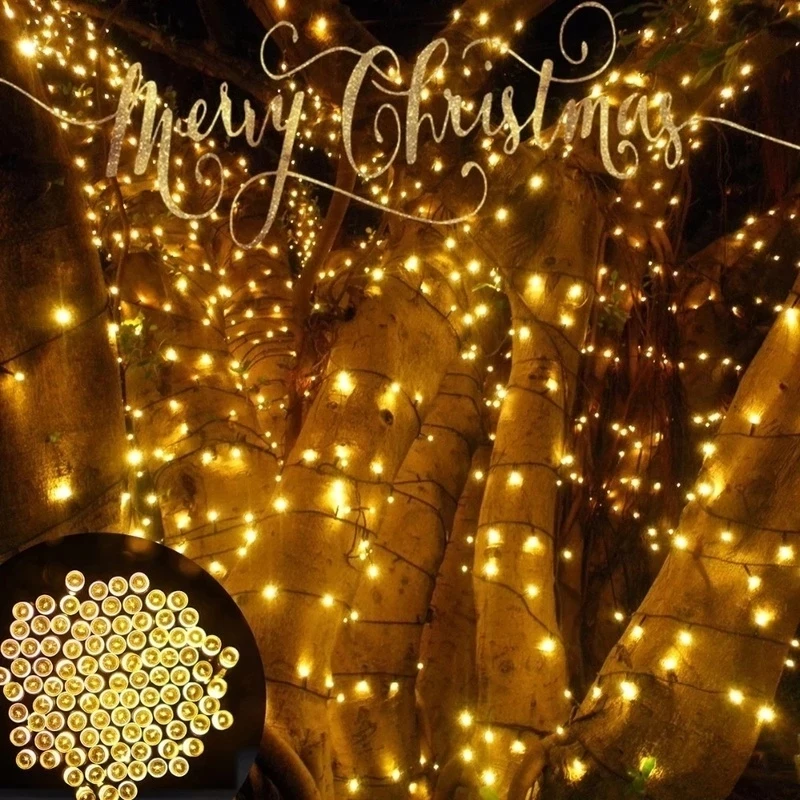 Solar String Lamps For Garden Waterproof Outdoor Lighting 5M 7M 12M 22M 6V Christmas Xmas Holiday Decoration Fairy Battery |