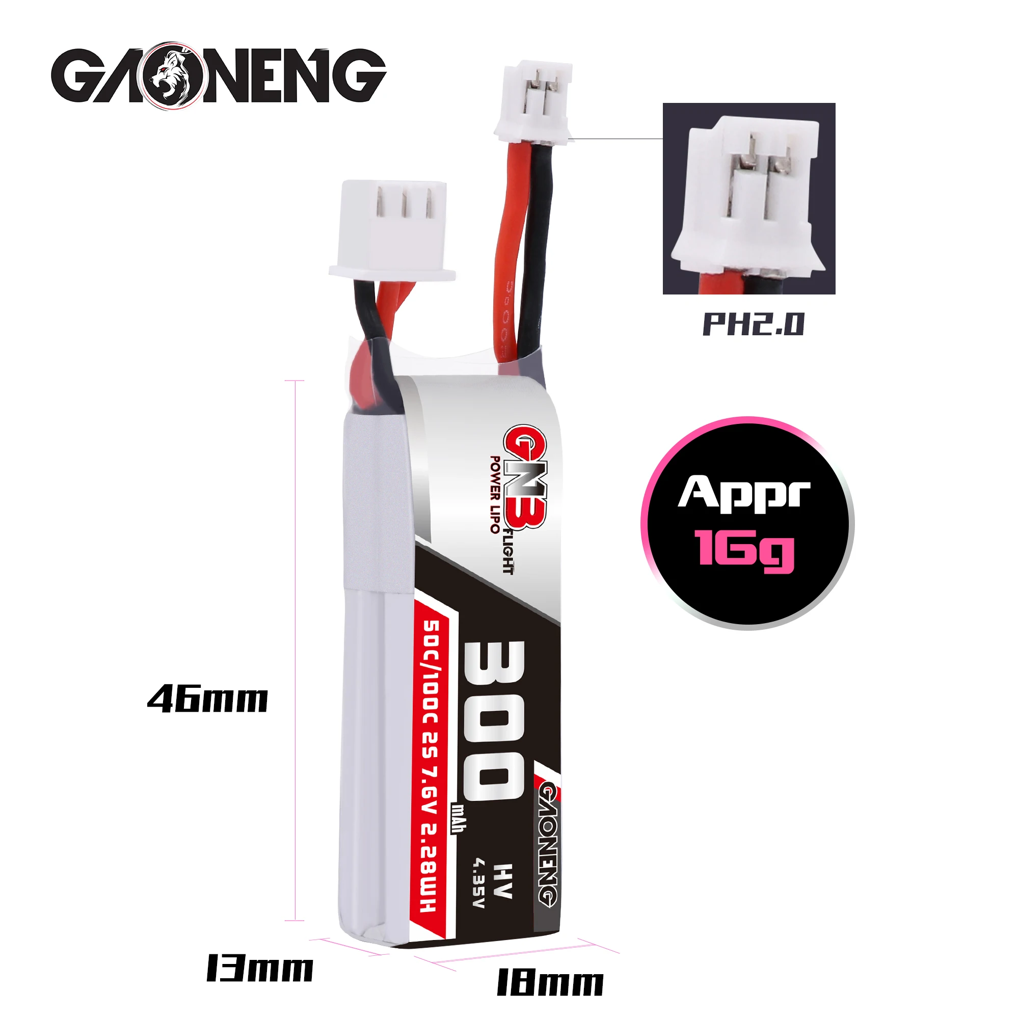 2 шт. Gaoneng GNB 300 мАч 2S 7 6 В 50C/100C HV Lipo аккумулятор с PH2.0 разъемом для EMAX TINYHAWK S