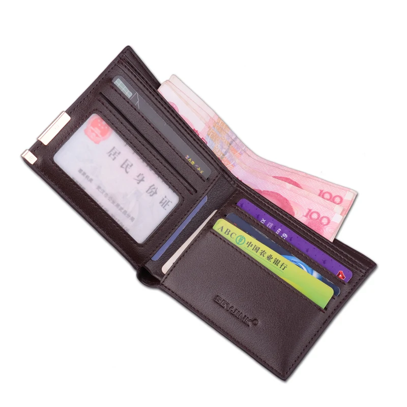 Мужской кожаный кошелек короткий золотой тонкий милый роскошный передний карман