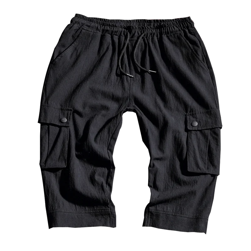 

Long Length Cargo Summer Shorts Men Knee Pocket Casual Elastic Waist Bermudas Male Military Style Capri Breeche Army