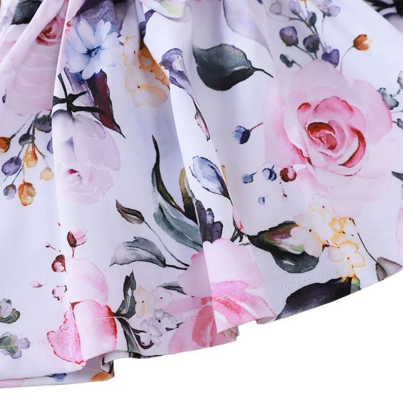 

Baby Girls Sweet Bow Newborn Girl Dress Baby Girl Clothes Rose Print Baby Girl Long Sleeve Princess Dress