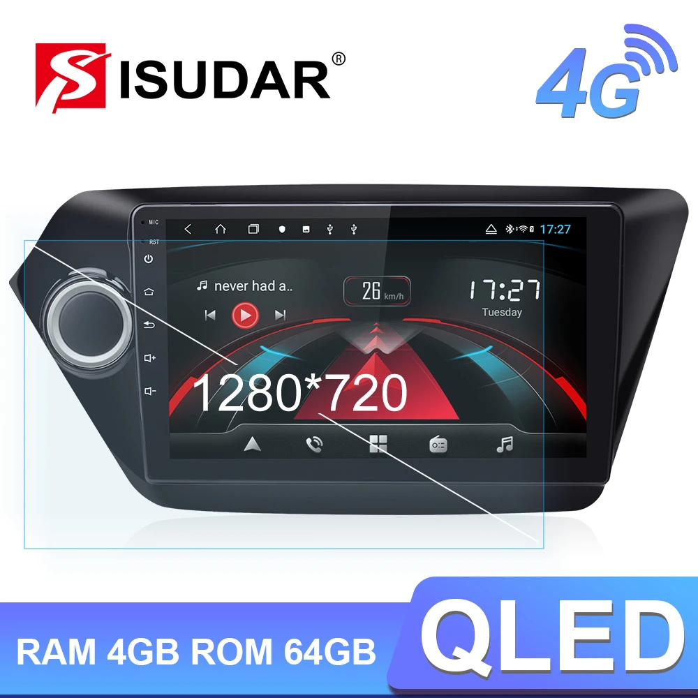 Автомагнитола Isudar H53 4G Android 1 Din для KIA/K2/Rio Восьмиядерный ОЗУ 4 Гб ПЗУ 64 ГБ GPS USB DVR