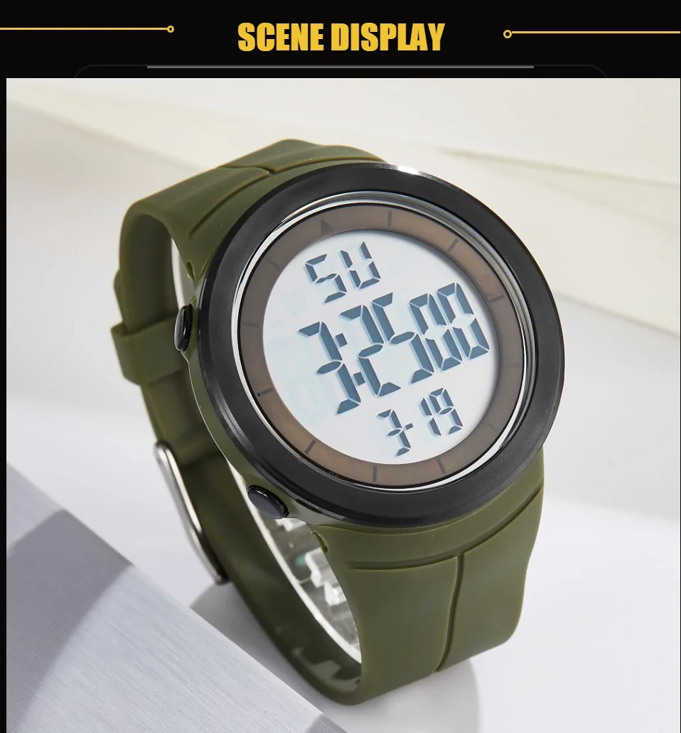 Цифровые ЖК-мужские часы reloj hombre Военный Зеленый Водонепроницаемый Открытый Бег наручные часы, силиконовый браслет часы мужские подарки для мальчиков