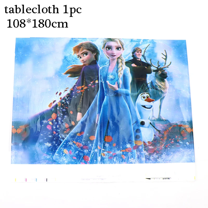 tablecloth 1pc Платье принцессы «Холодное сердце» 2 вечерние поставки «Холодное сердце» вечерние Бумага соломы тарелки чашки для девочек с героями мультфильма «Холодное сердце»; 2 платья Эльзы и Анны для дня рождения Декор вечерние скатерть - Цвет: tablecloth 1pc