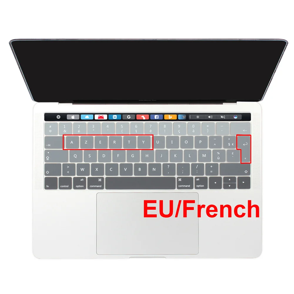 Для Macbook Pro 13 15 клавиатура с сенсорной панелью, наклейка, Европейский русский, испанский, французский, английский, градиентный цвет - Цвет: EU French Gray