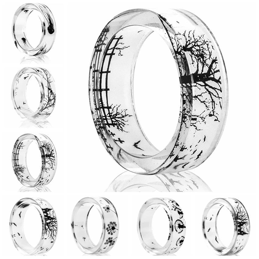 Кольцо из смолы с животными надписью бумагой внутри кольцо для женщин ручной